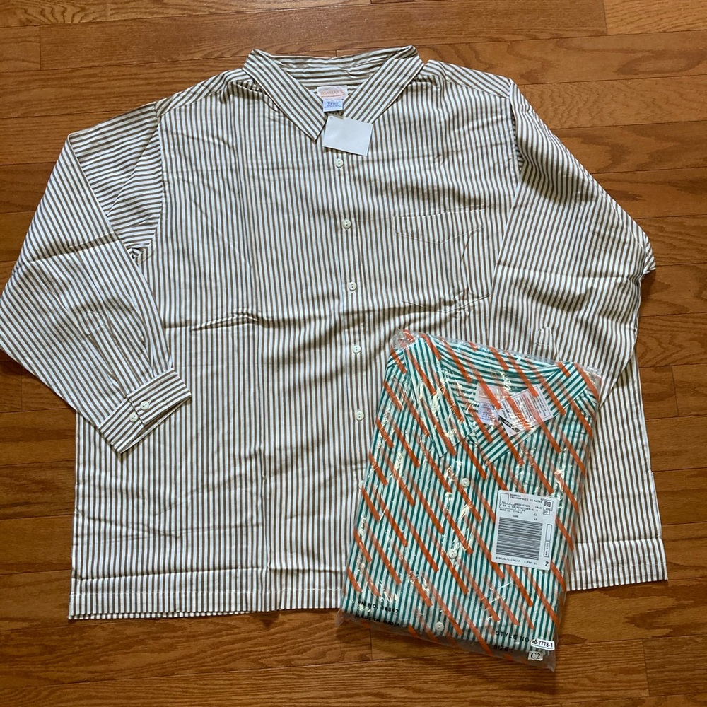 Striped button up shirts LOT 2 XXL brown green